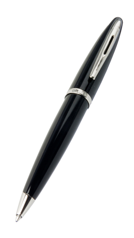 Waterman Carene High Gloss Black Lacquer Ballpoint Pen with Palladium Trim, Medium Nib, Blue Ink