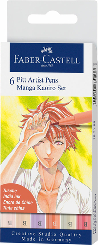 Faber-Castell Creative Studio PITT Artist Brush Pens Manga Kaoiro Set (Pack of 6)