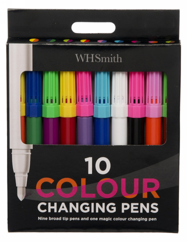 WHSmith Colour Changing Fibre Tip Pens, Broad Nib, Assorted Ink (Pack of 10)