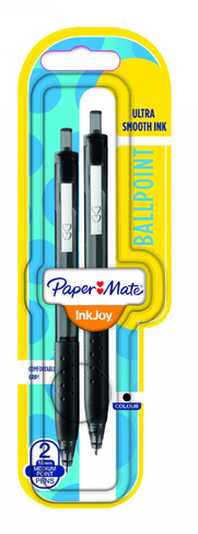 Paper Mate Inkjoy 300 RT Black Ballpoint Pens, Medium Nib, Black Ink (Pack of 2)