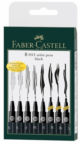 Faber-Castell PITT Artist Drawing Pens Black (Pack of 8)