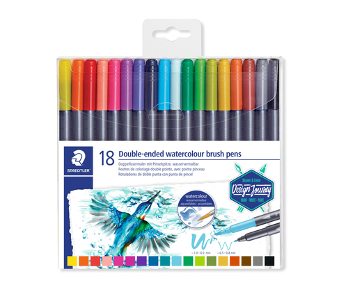 STAEDTLER Design Journey Double-Ended Watercolour Brush Pens (Pack of 18)