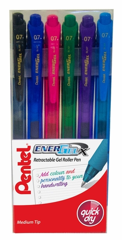 Pentel EnerGel X Gel Pens Assorted Ink (Pack of 6)