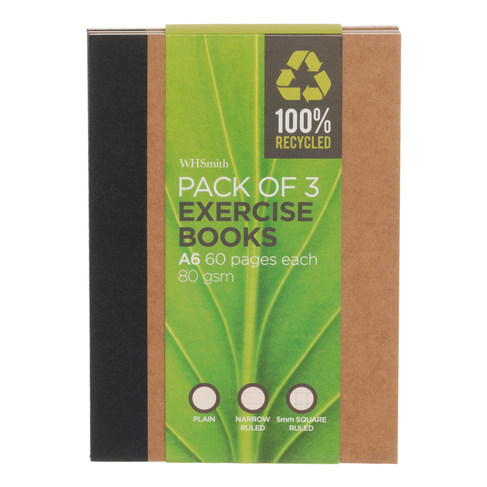 WHSmith Recycled A6 Exercise Books (Pack of 3)