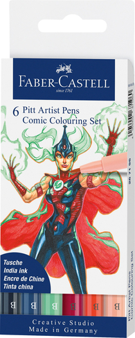 Faber-Castell Creative Studio PITT Artist Brush Pens Comic Illustration Set (Pack of 6)