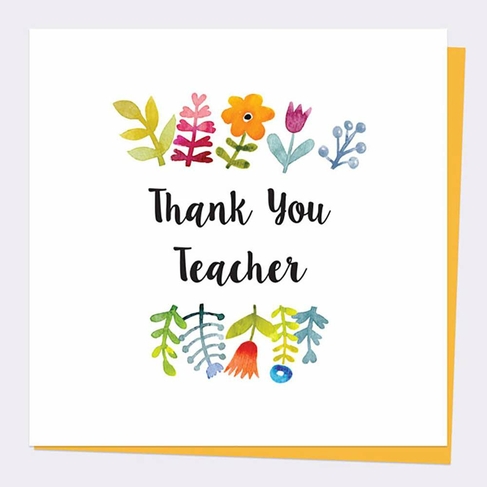 Dotty About Paper Watercolour Flowers Thank You Teacher  Card 