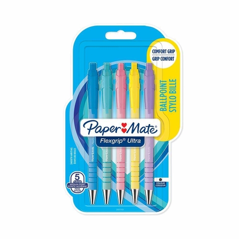 Paper Mate Flexgrip Pastel Retractable Ballpoint Pens (Pack of 5)