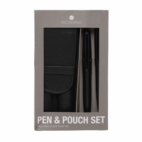 WHSmith Moderno Black Pen and Pouch Set