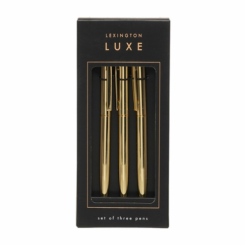 WHSmith Lexington Luxe 3 Pack Gold Ballpoint Pen Set