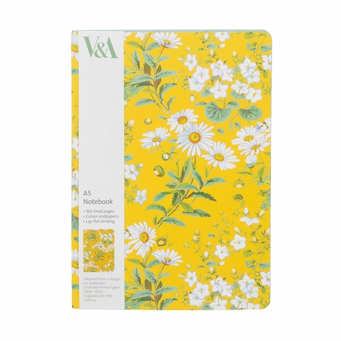 V&A A5 Luxury Yellow Flowers Notebook